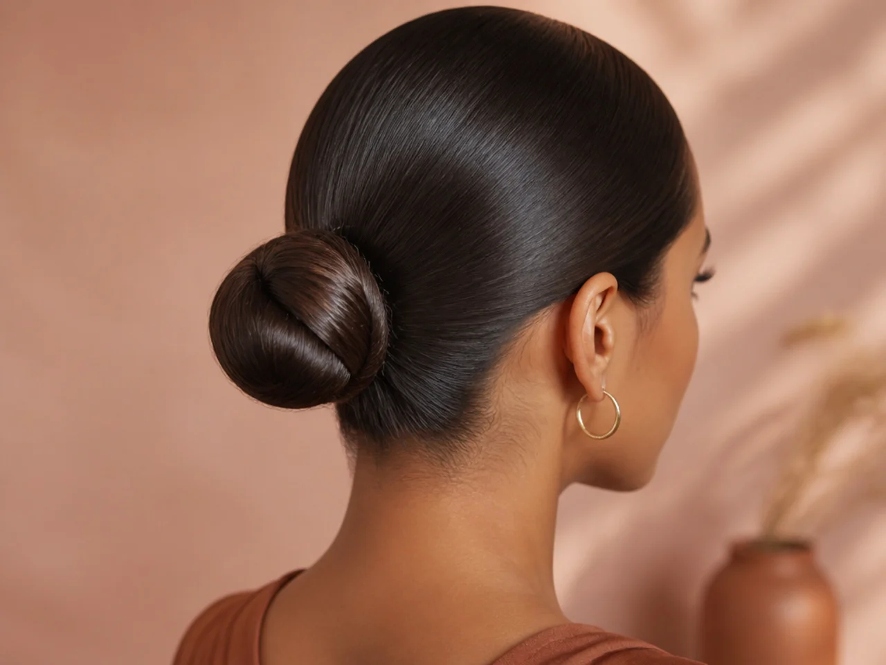 A sleek bun with a wrapped base