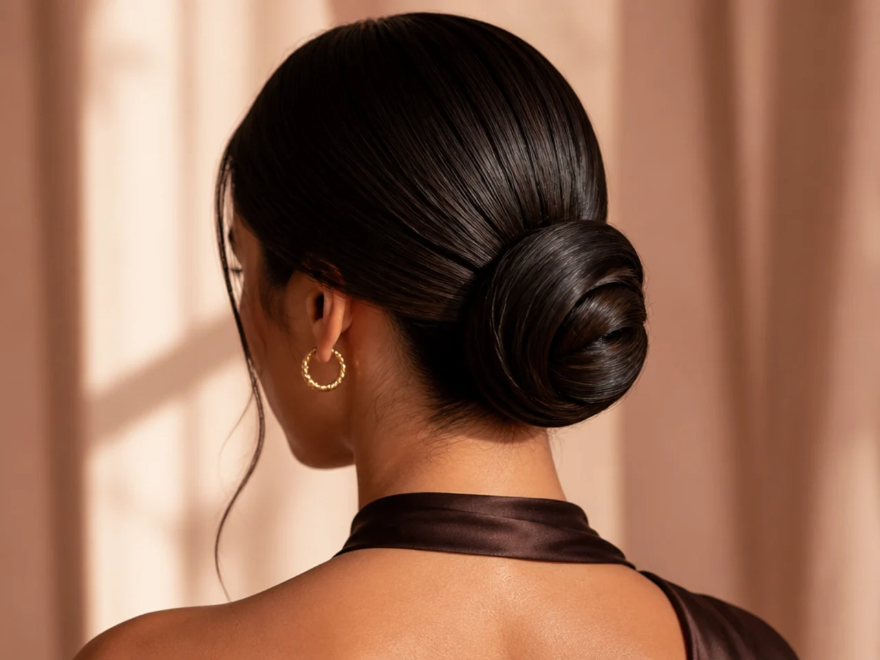 A sleek rolled chignon