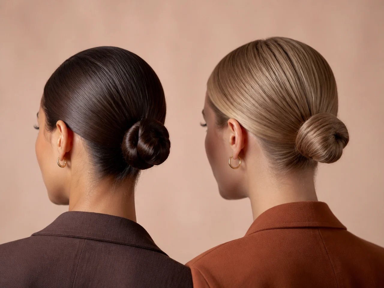Two sleek buns compared side by side