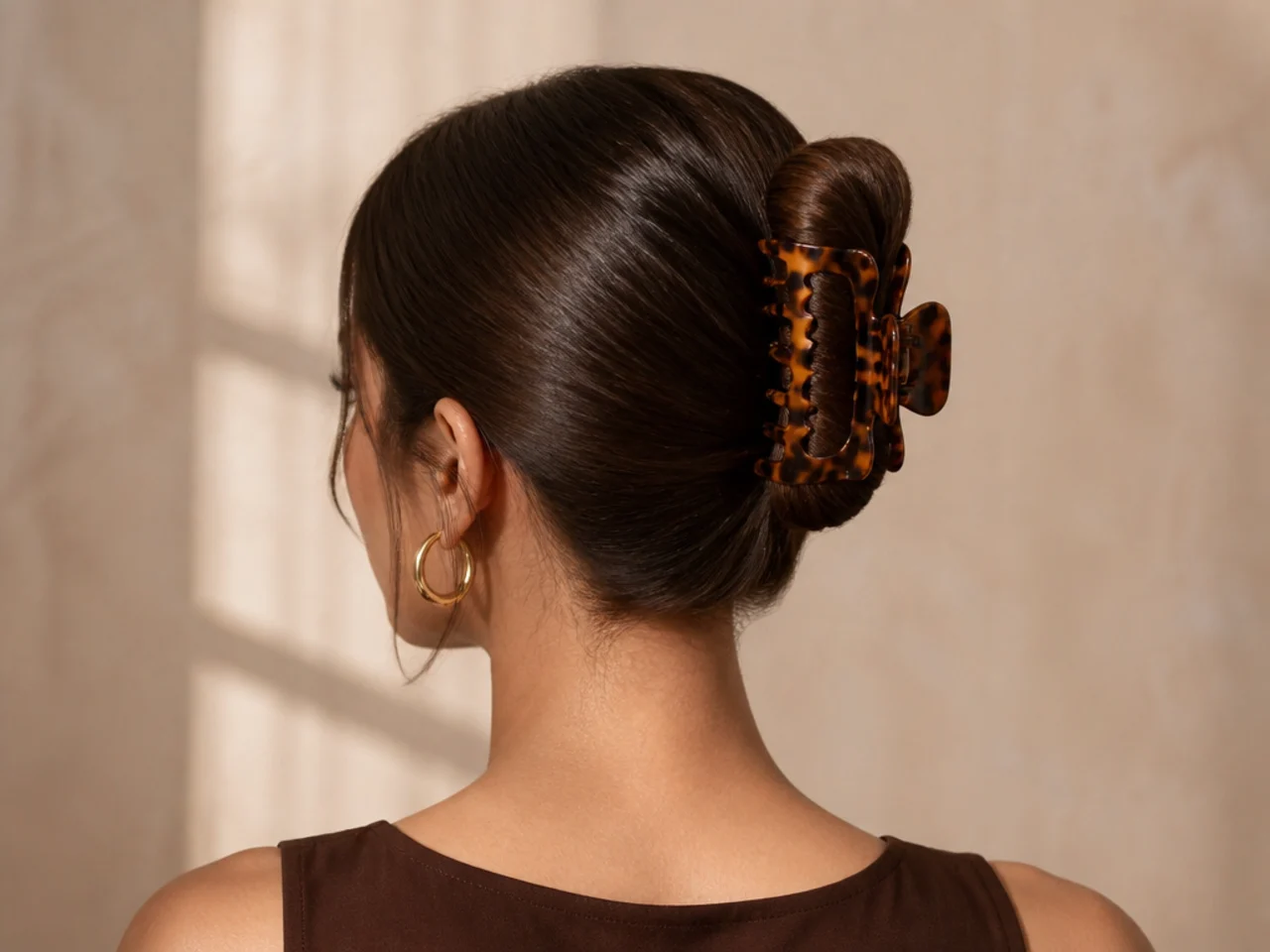 A sleek clip on straight hair