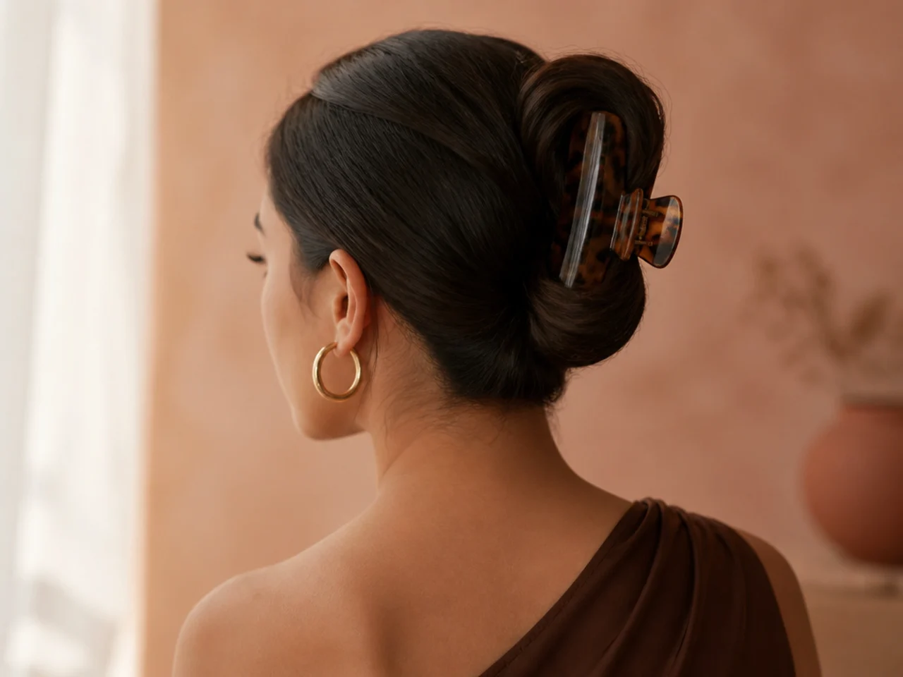 A sleek clipped chignon