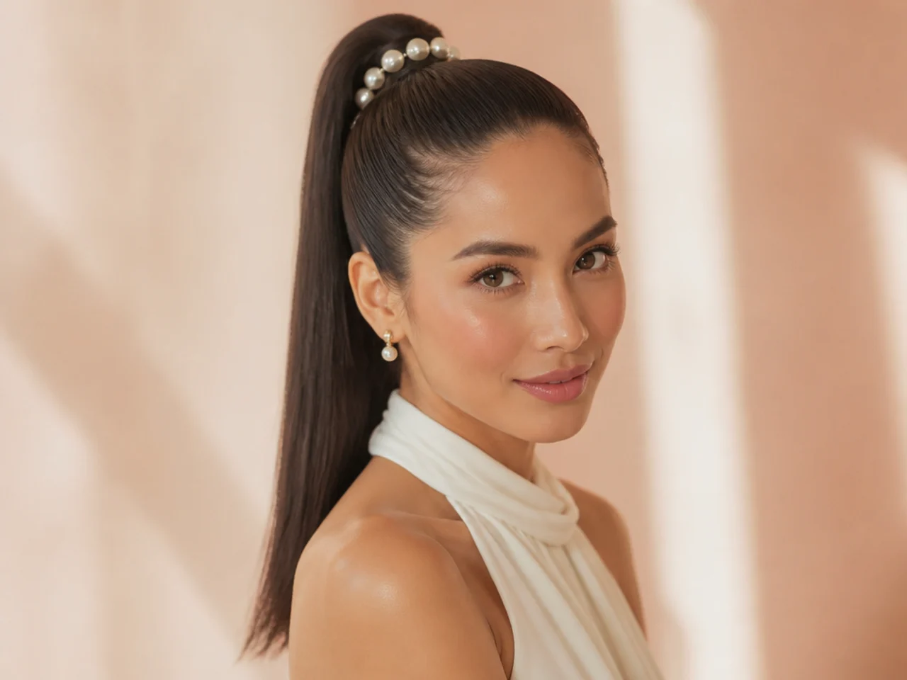 Pearl-Embellished Sleek Look