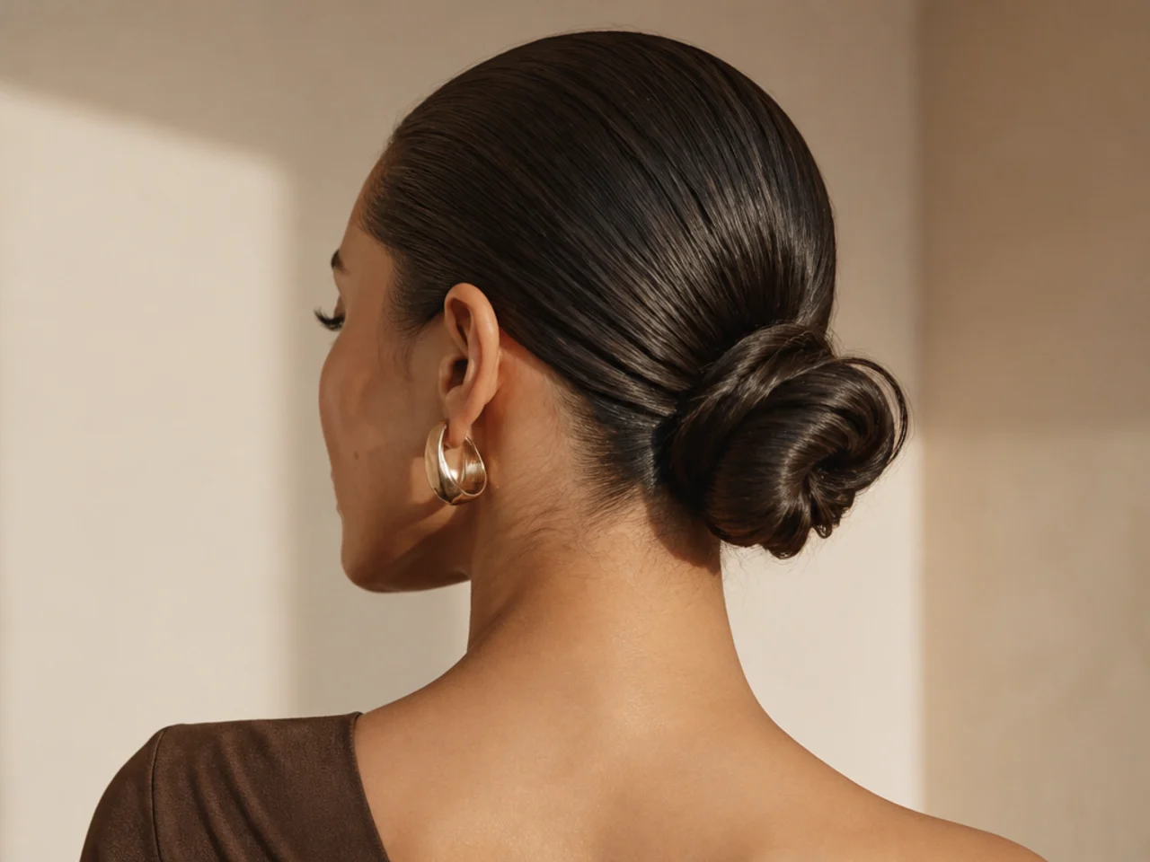 A slick back bun on fine hair