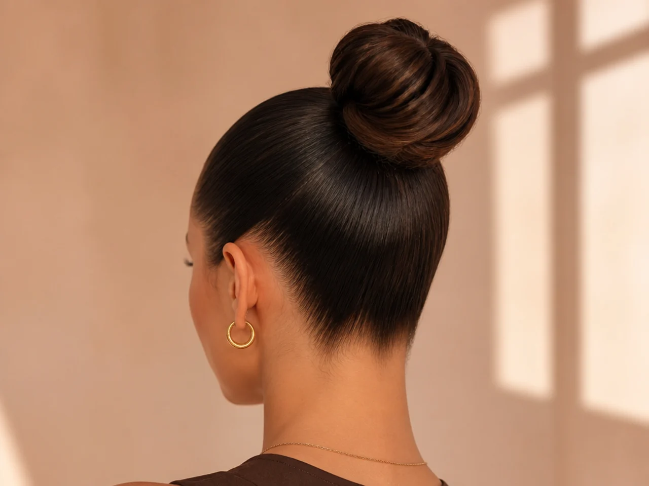 A slick back high bun