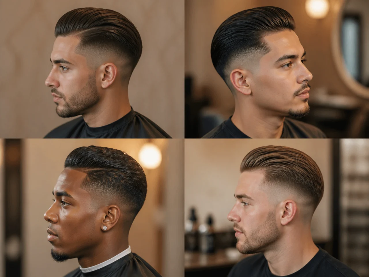 Editorial grid preview of 20 slick back fade haircut variations for men
