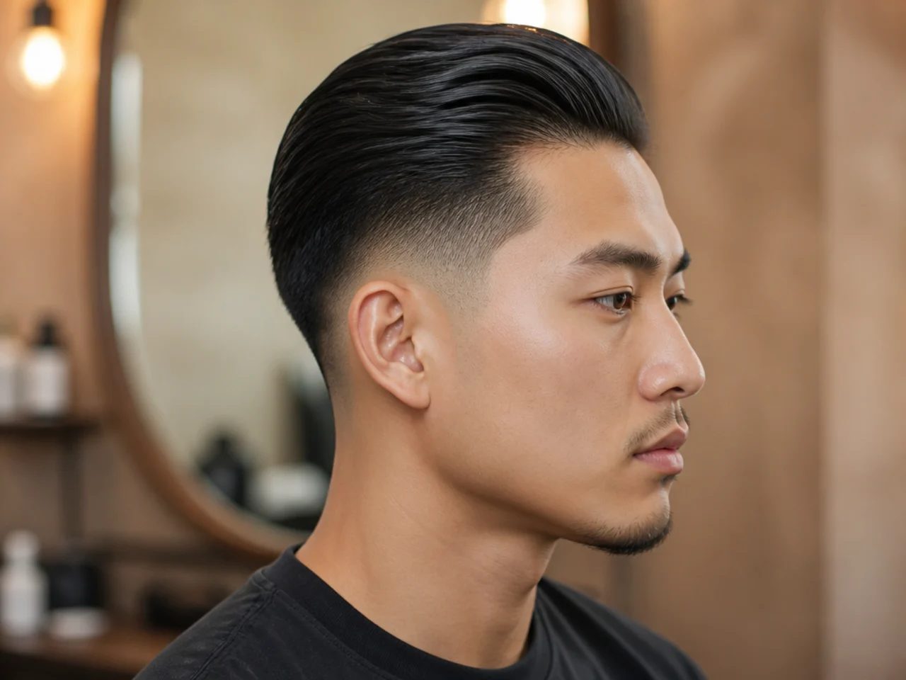 Cool Slick Back with Low Fade