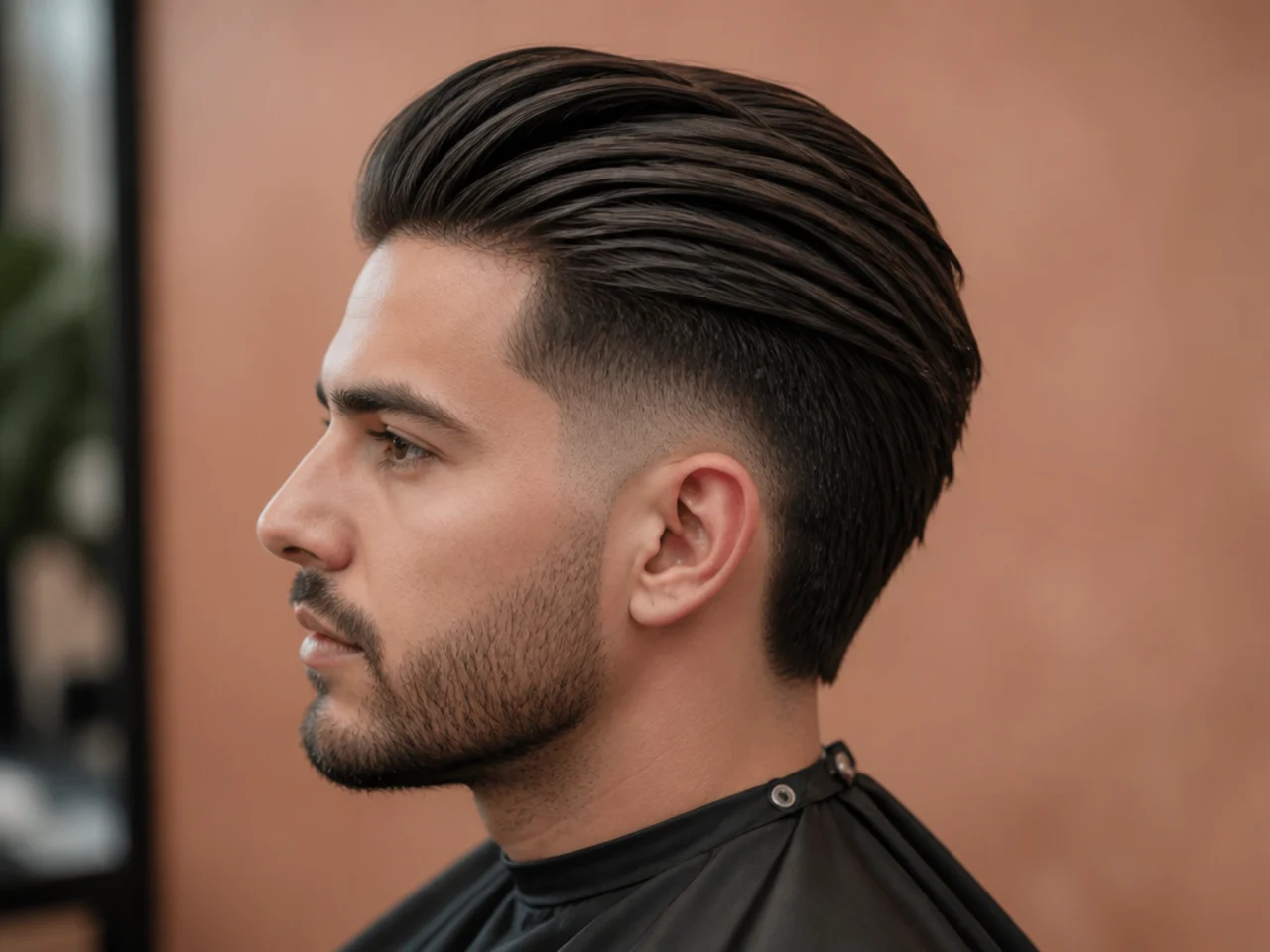 Long Brush Back with Low Fade