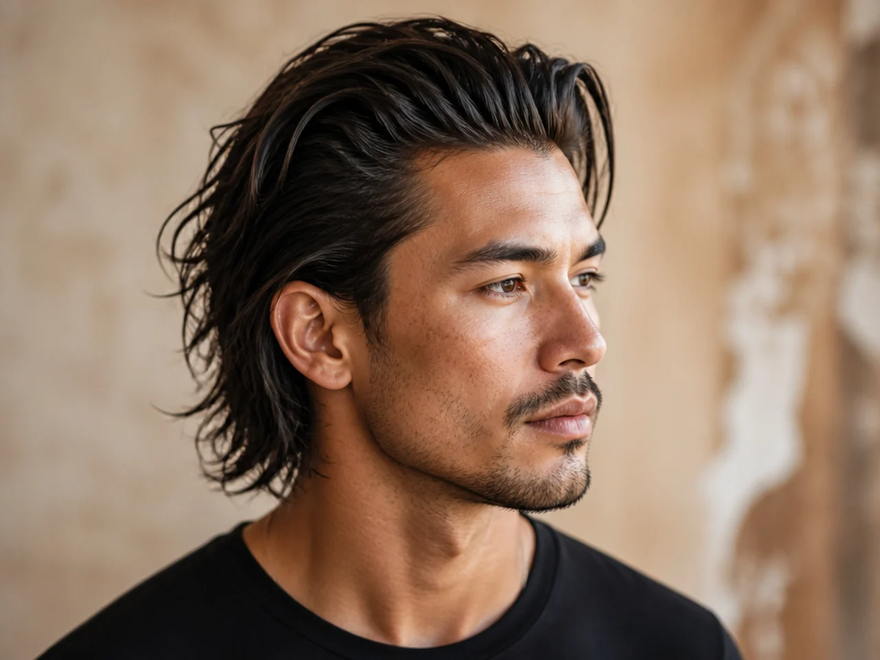 Long, Messy Slick Back