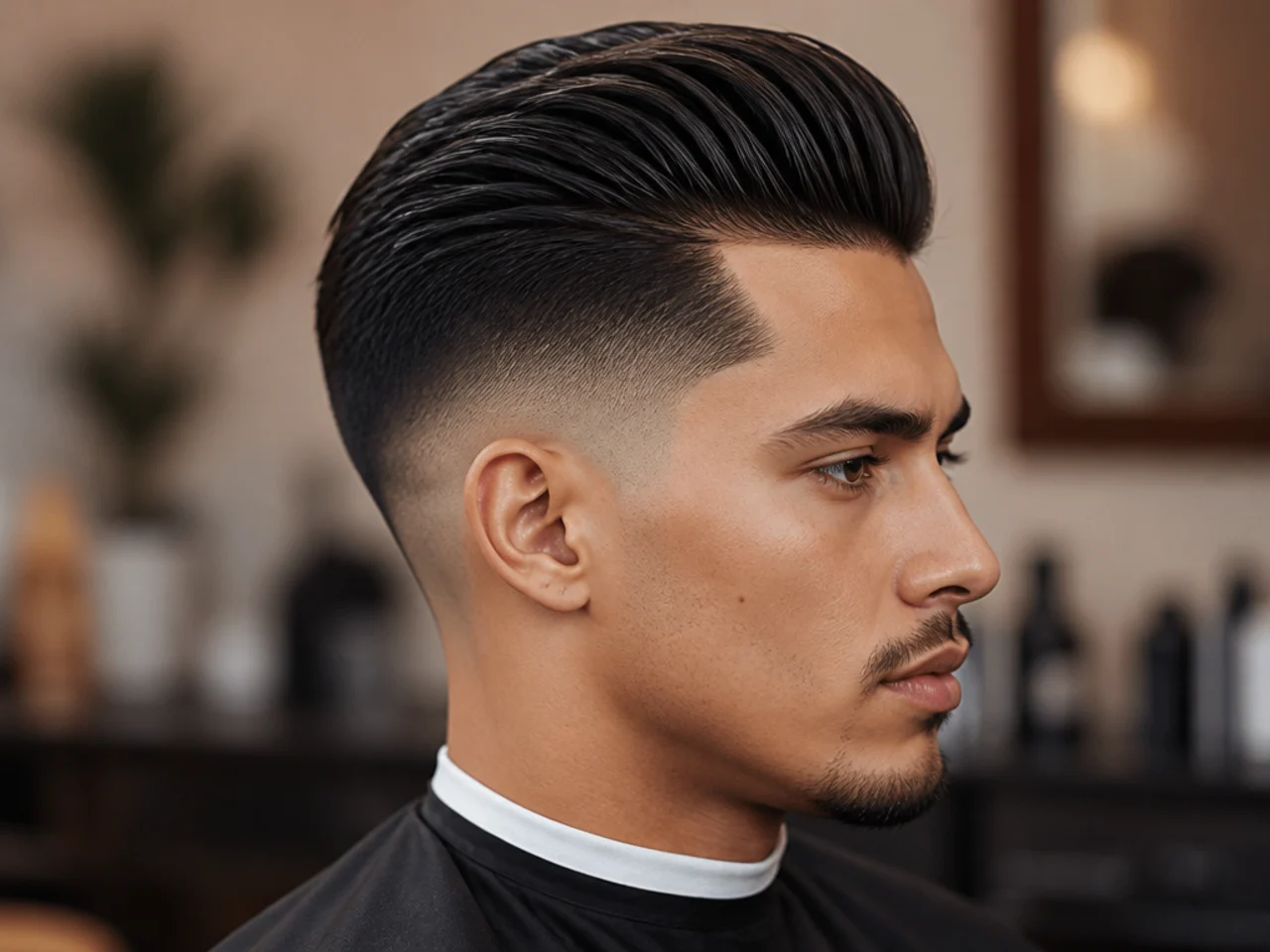 Thick Slick Back with High Taper Fade