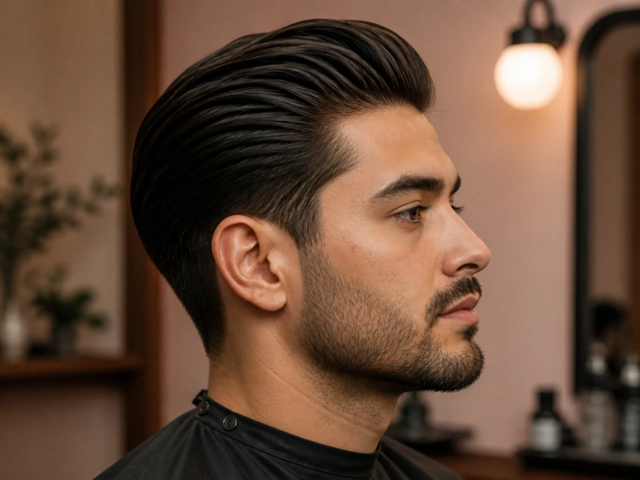 Barber consultation for a slick back mens haircut with reference photos