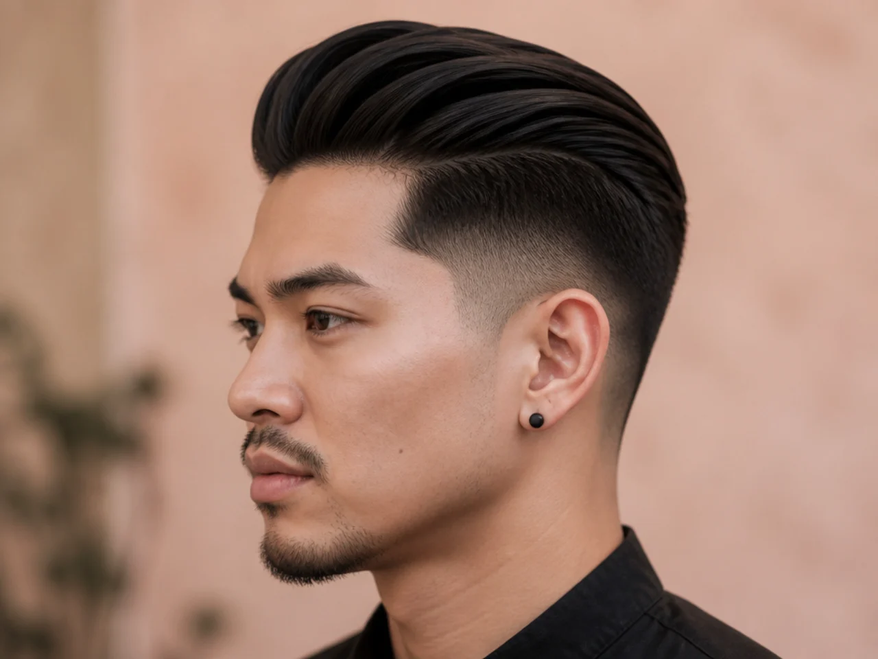 Matte modern slick back undercut fade with textured no-shine finish and low fade underneath