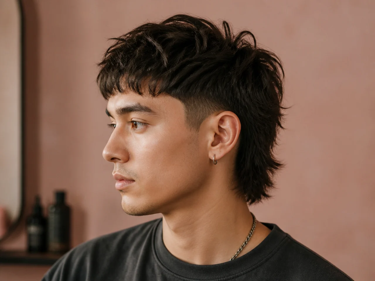 Textured crop mullet with cropped point-cut top and subtle nape drop