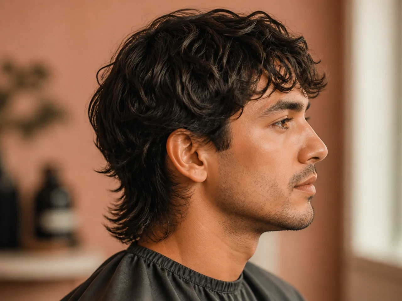 Beginner wavy mullet with natural movement through the top and soft nape