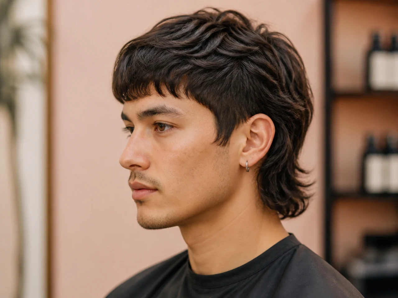 Rounded beginner mullet with fully rounded layers and no visible piecey texture