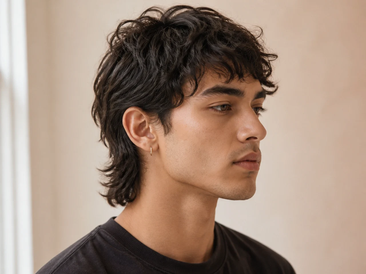 Undone beginner mullet with zero styling and natural texture
