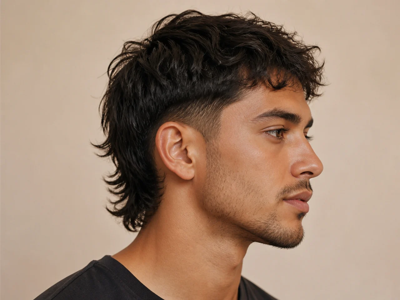 Modern subtle mullet with current baseline proportions and soft finish