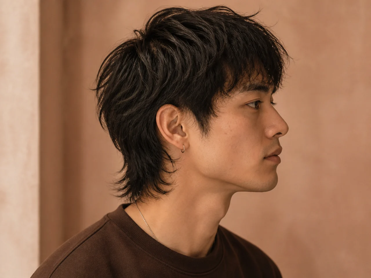 Wispy nape mullet with feathered weightless back and soft blended sides