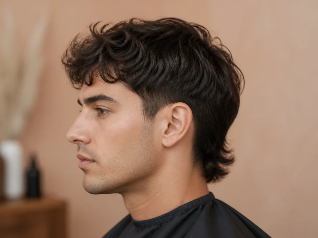 Low taper beginner mullet with soft graded sides and short nape length