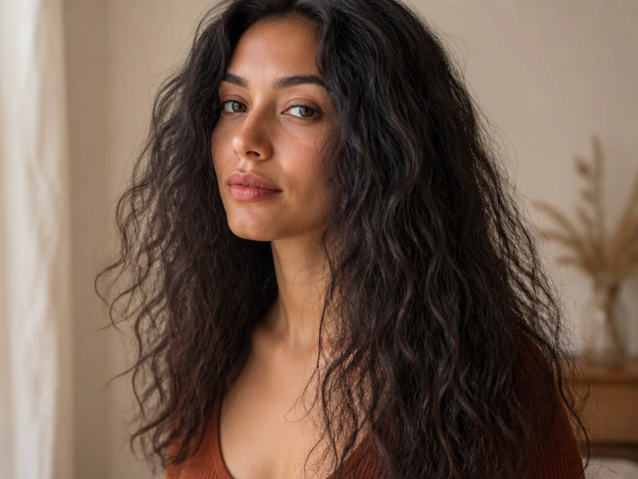 Hair brushed out after rinsing