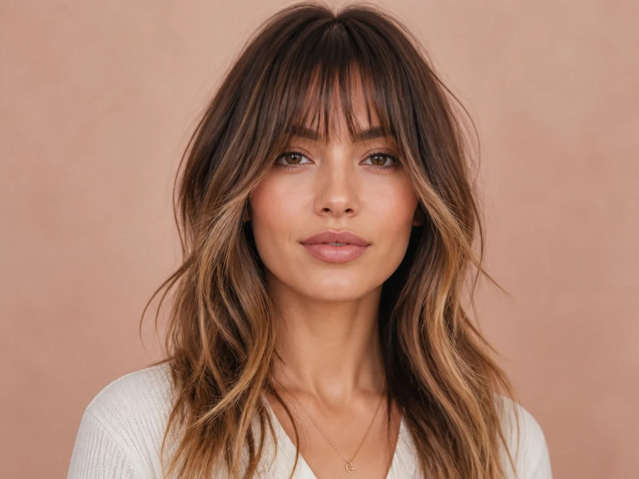 Soft bangs with lighter pieces at the outer edges