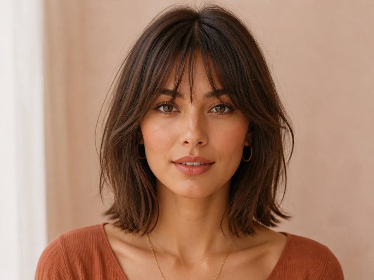 A soft fringe worn with a long bob