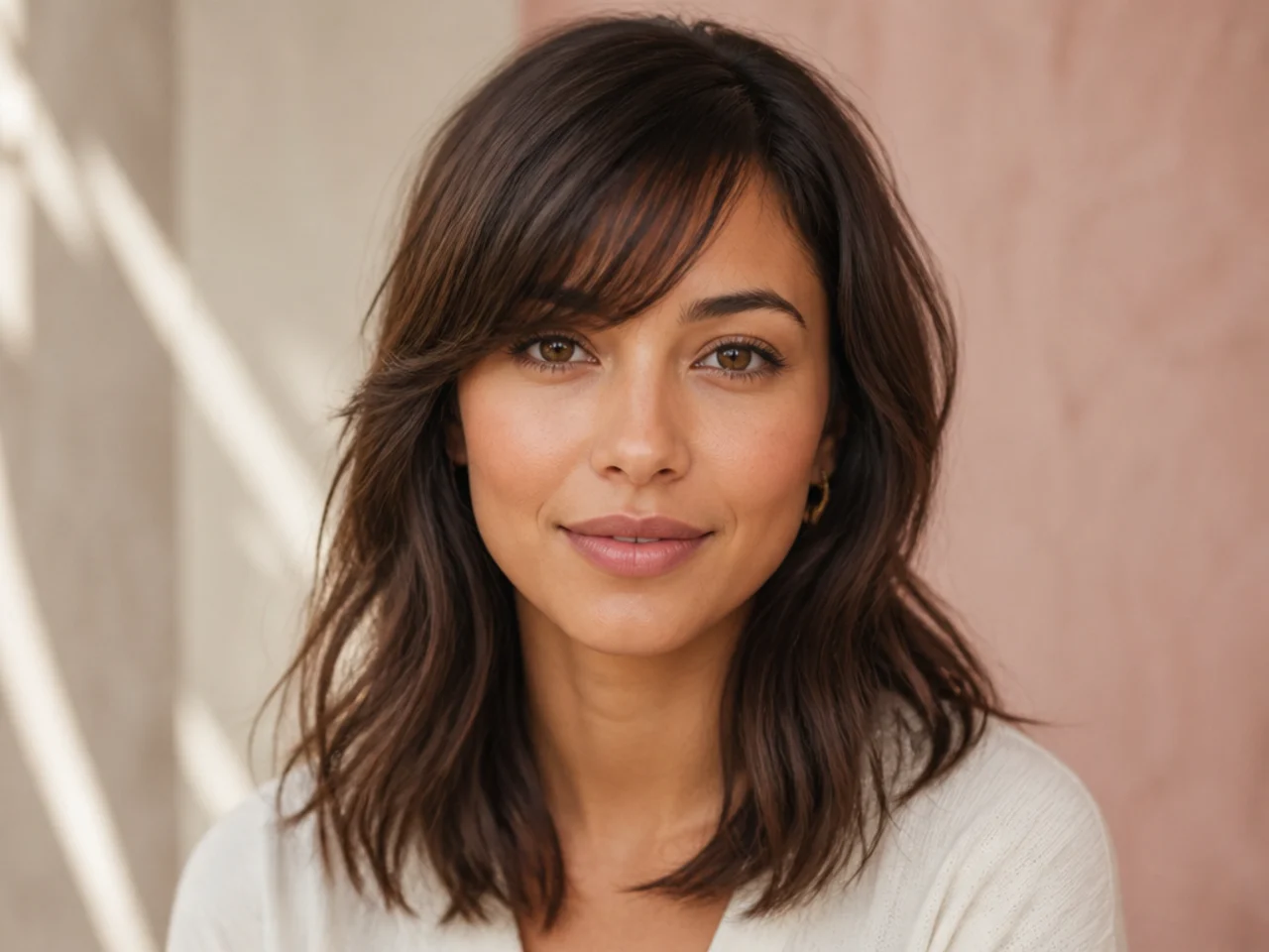 Soft bangs swept to one side