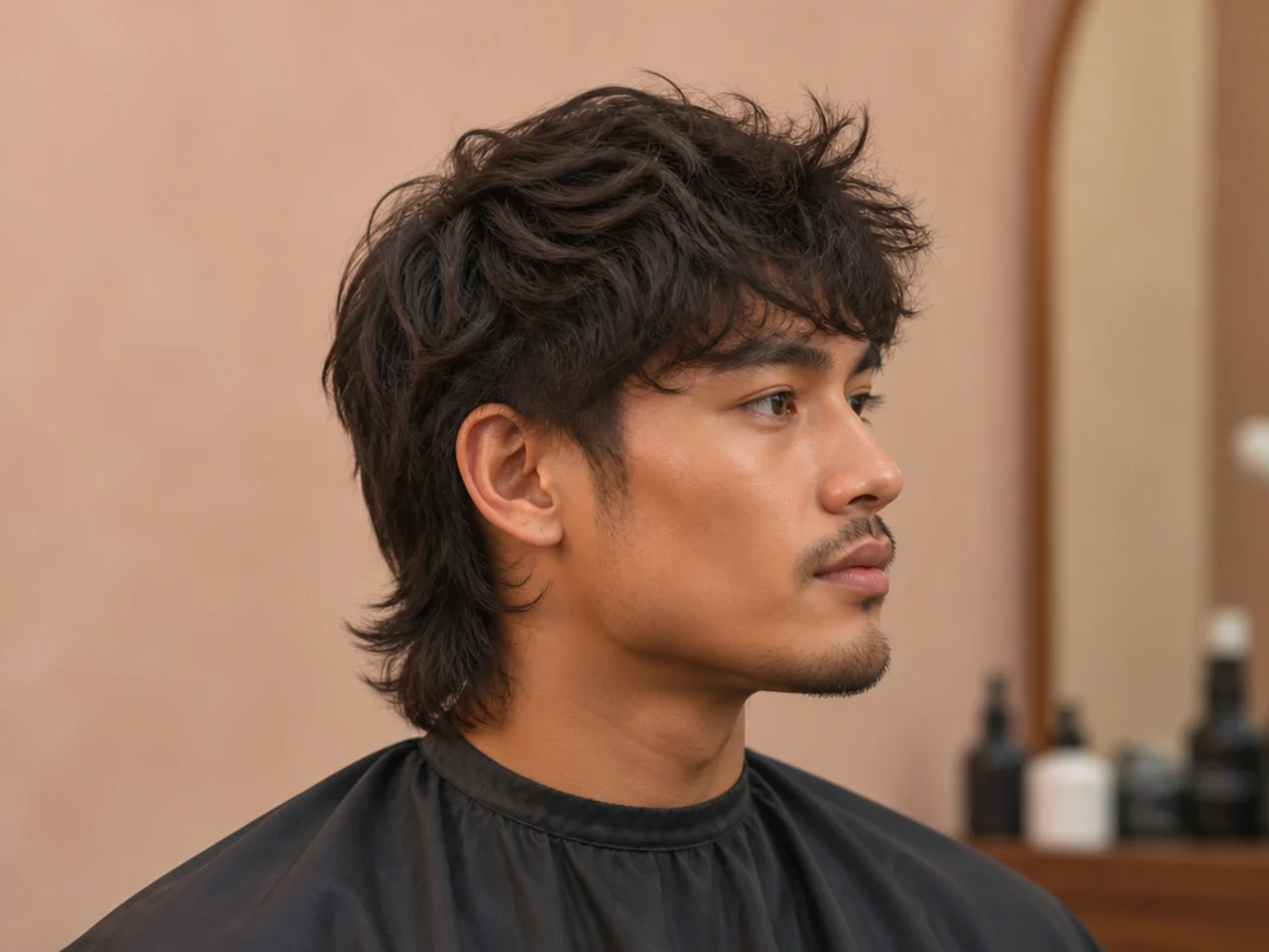 Soft blended mullet with scissor-blended sides and no visible taper line