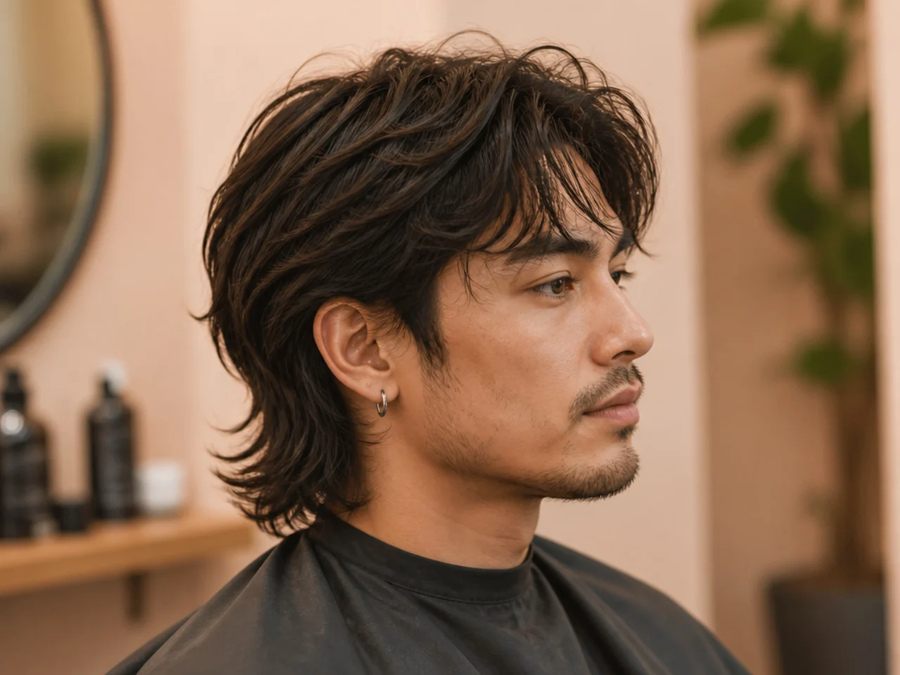 Styling products for a soft mullet — styling cream, sea-salt spray, wide-tooth comb