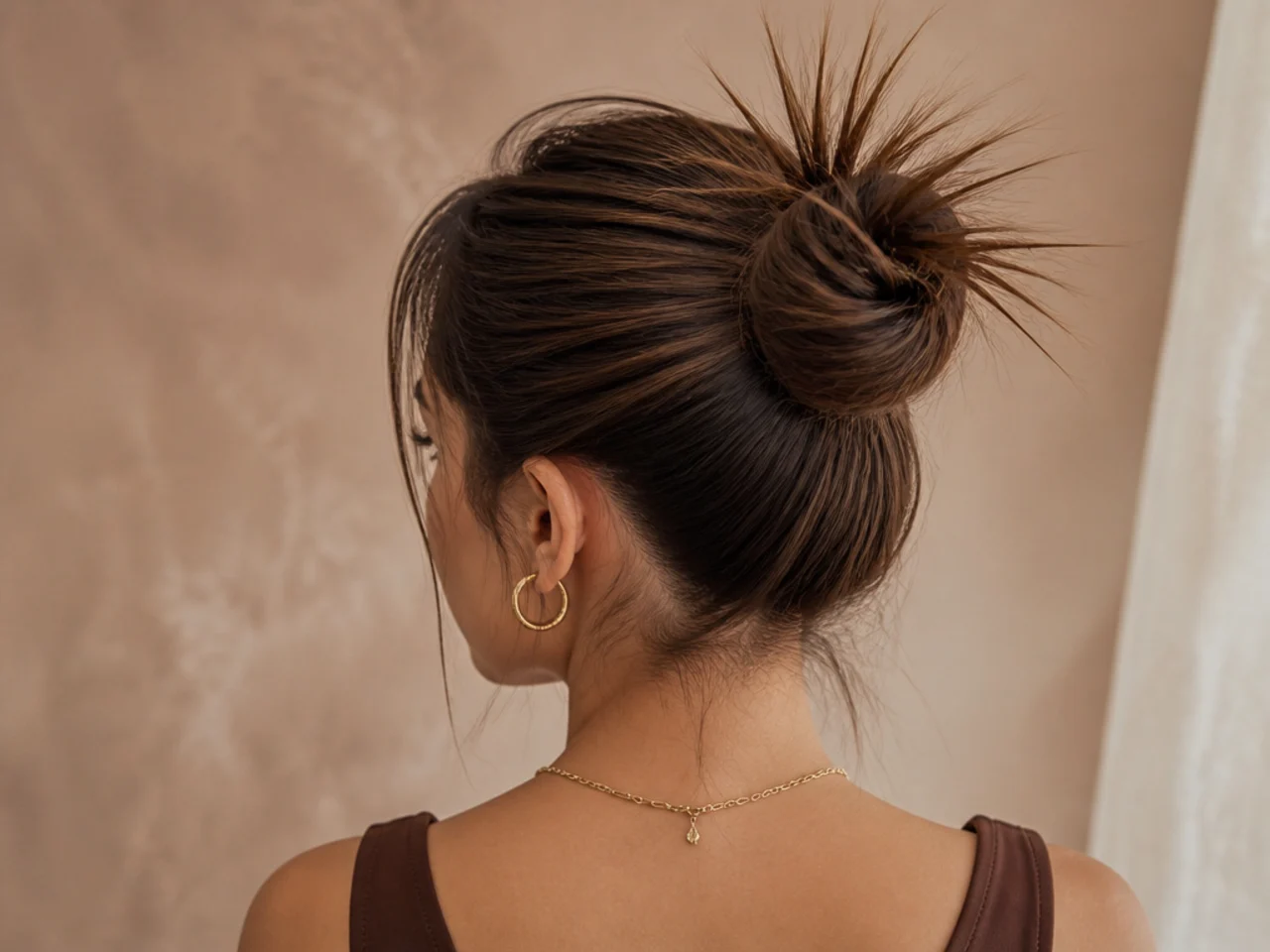 A spiky bun on fine hair