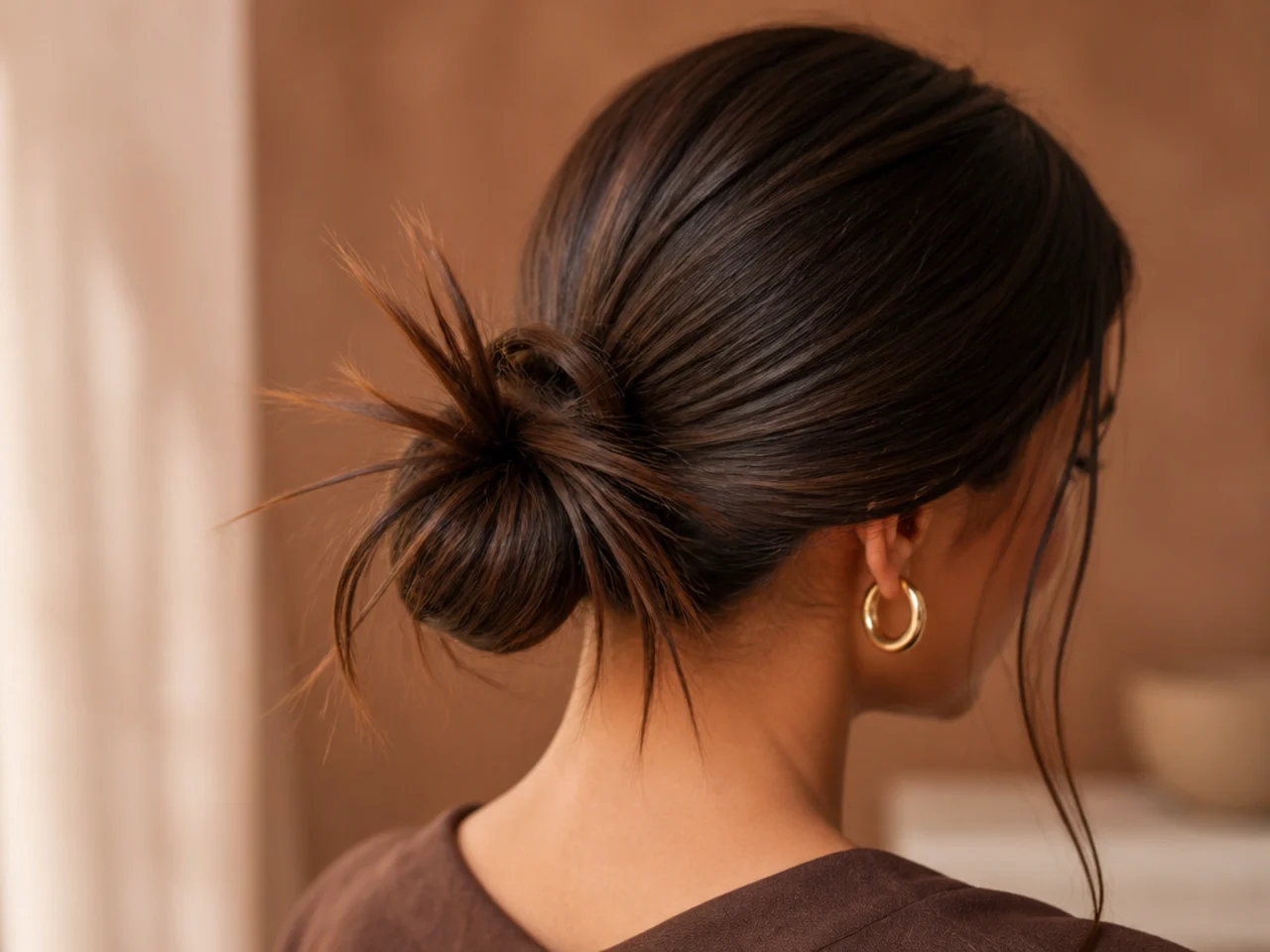 A low spiky bun