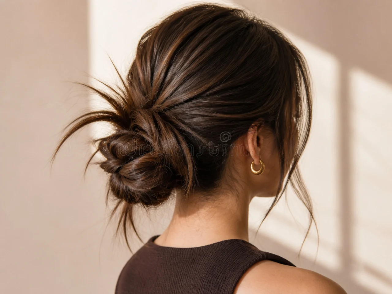 A bun with released ends that have flopped over