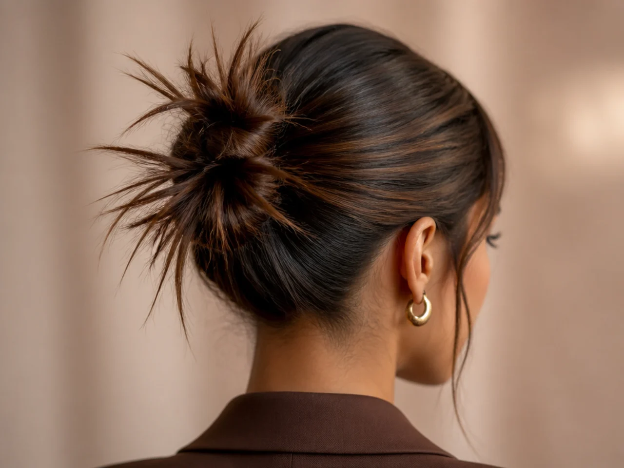 A mid-height spiky bun