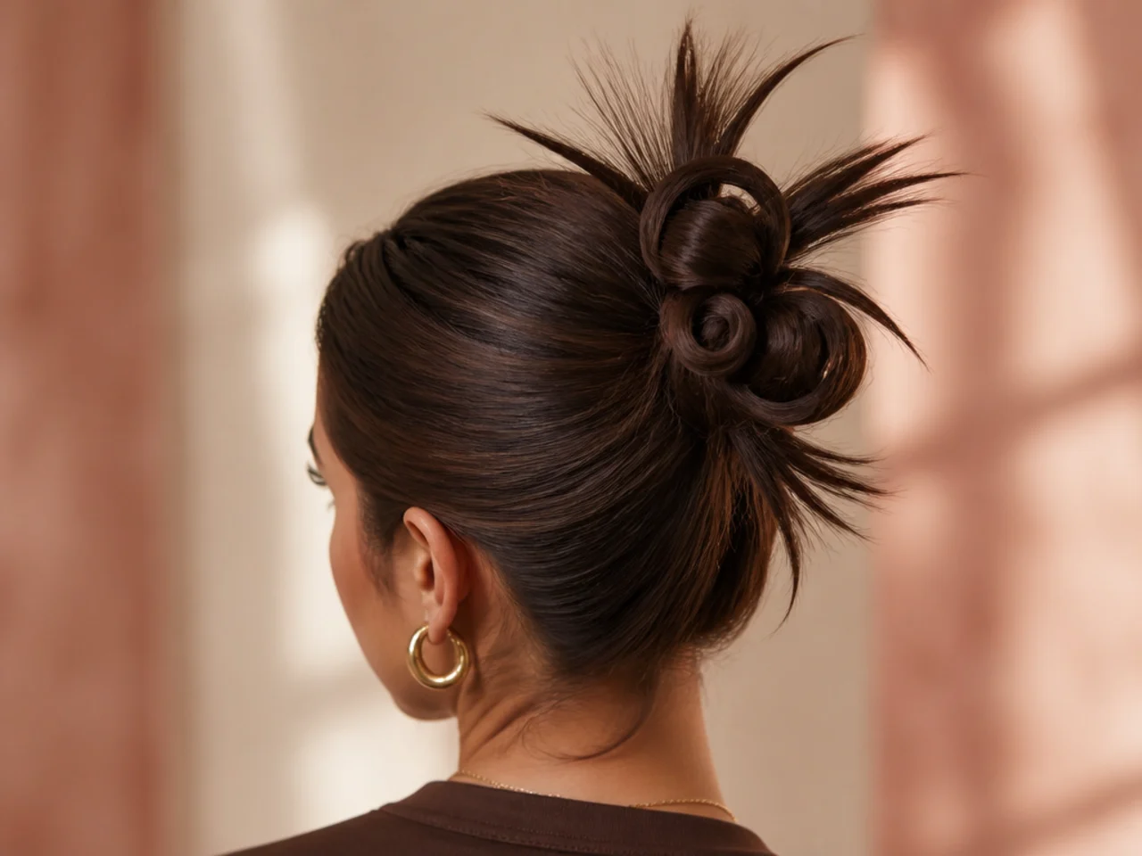 A double-loop spiky bun