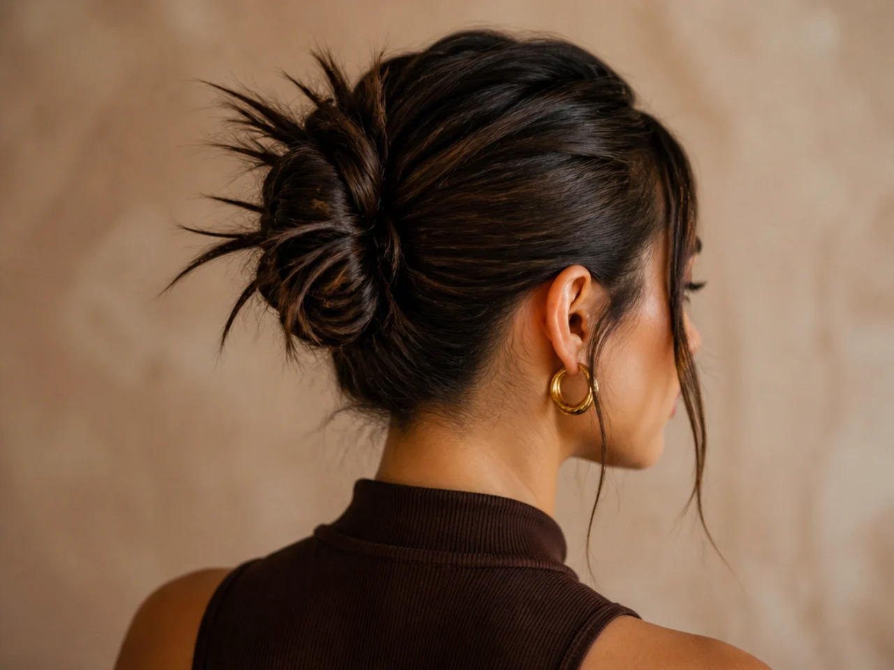 Three-quarter view of a finished spiky bun