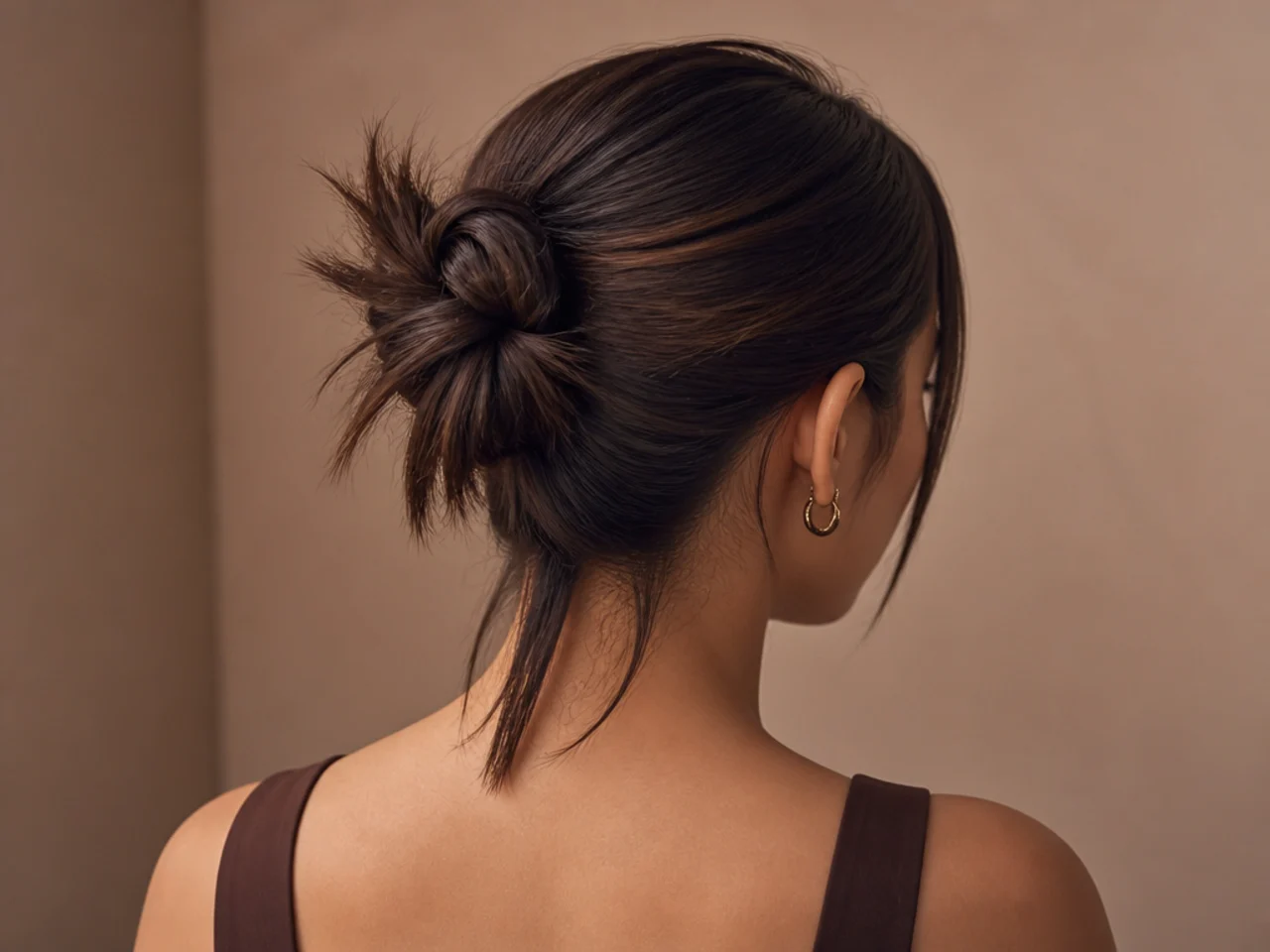 A short length of ends left out of a bun