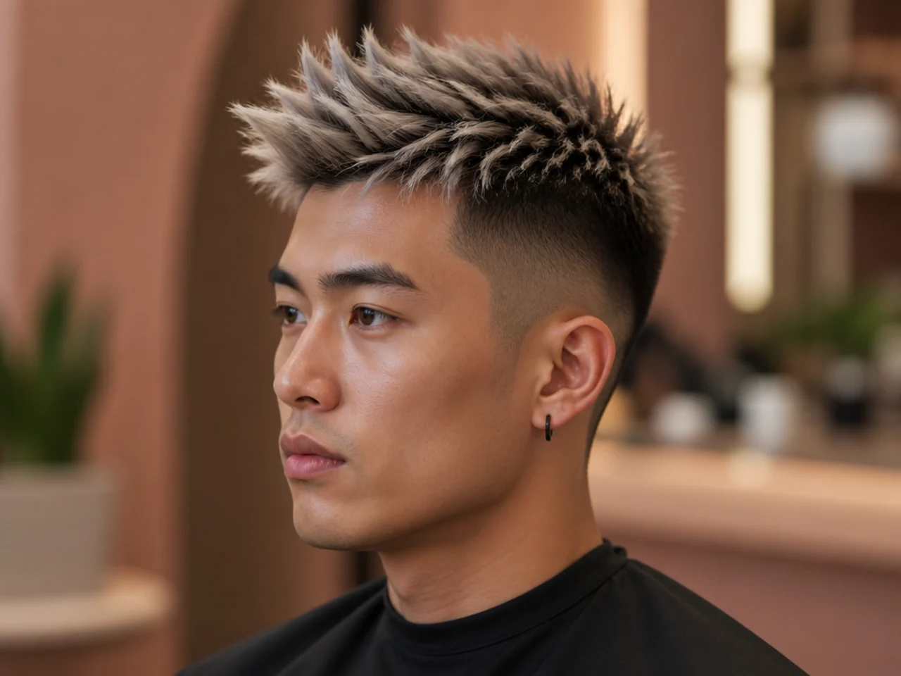 Modern frosted-tip take on short spikes with subtle color contrast