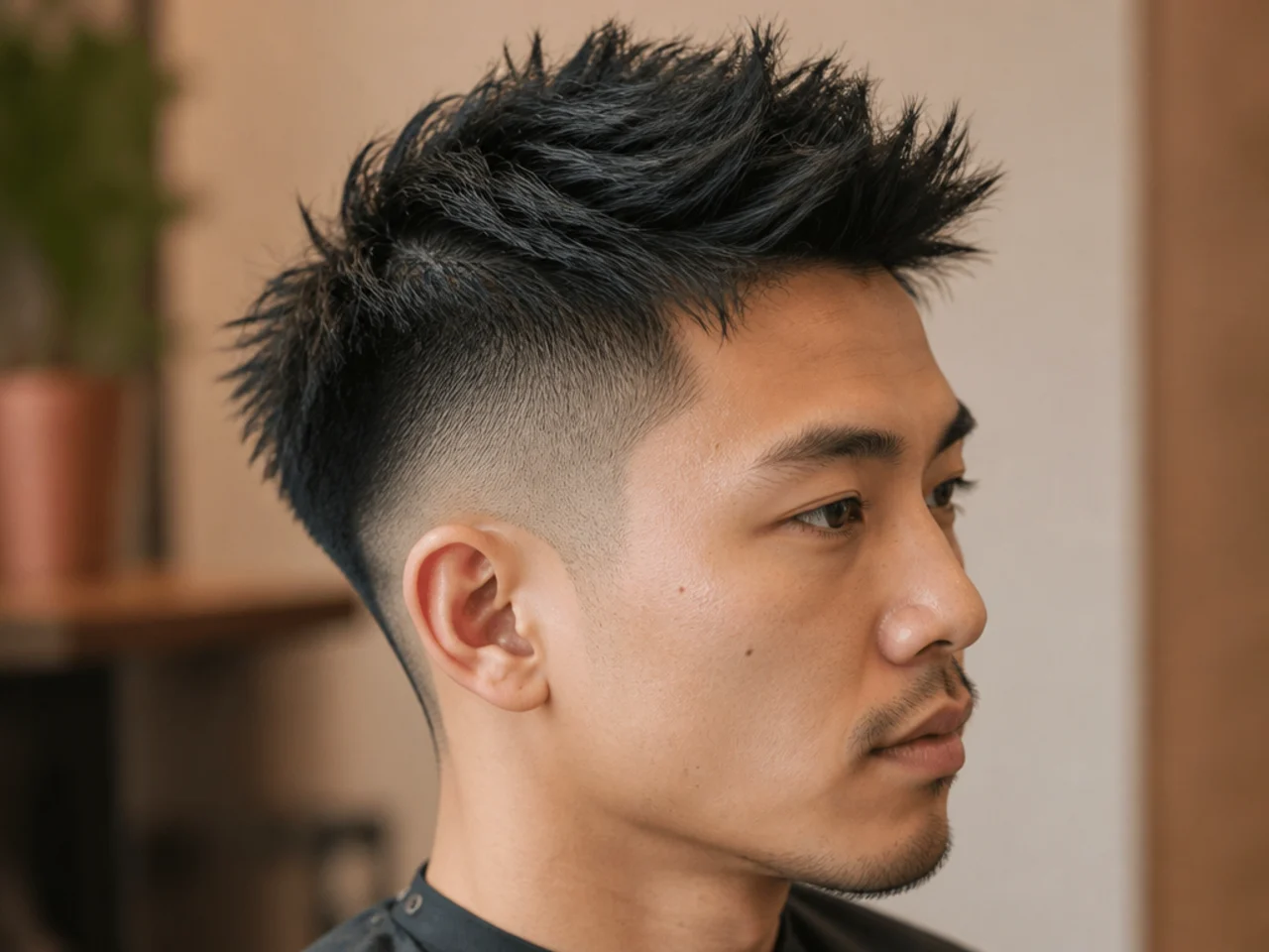 Spiky undercut on a man with hard-line disconnection and defined spikes on top