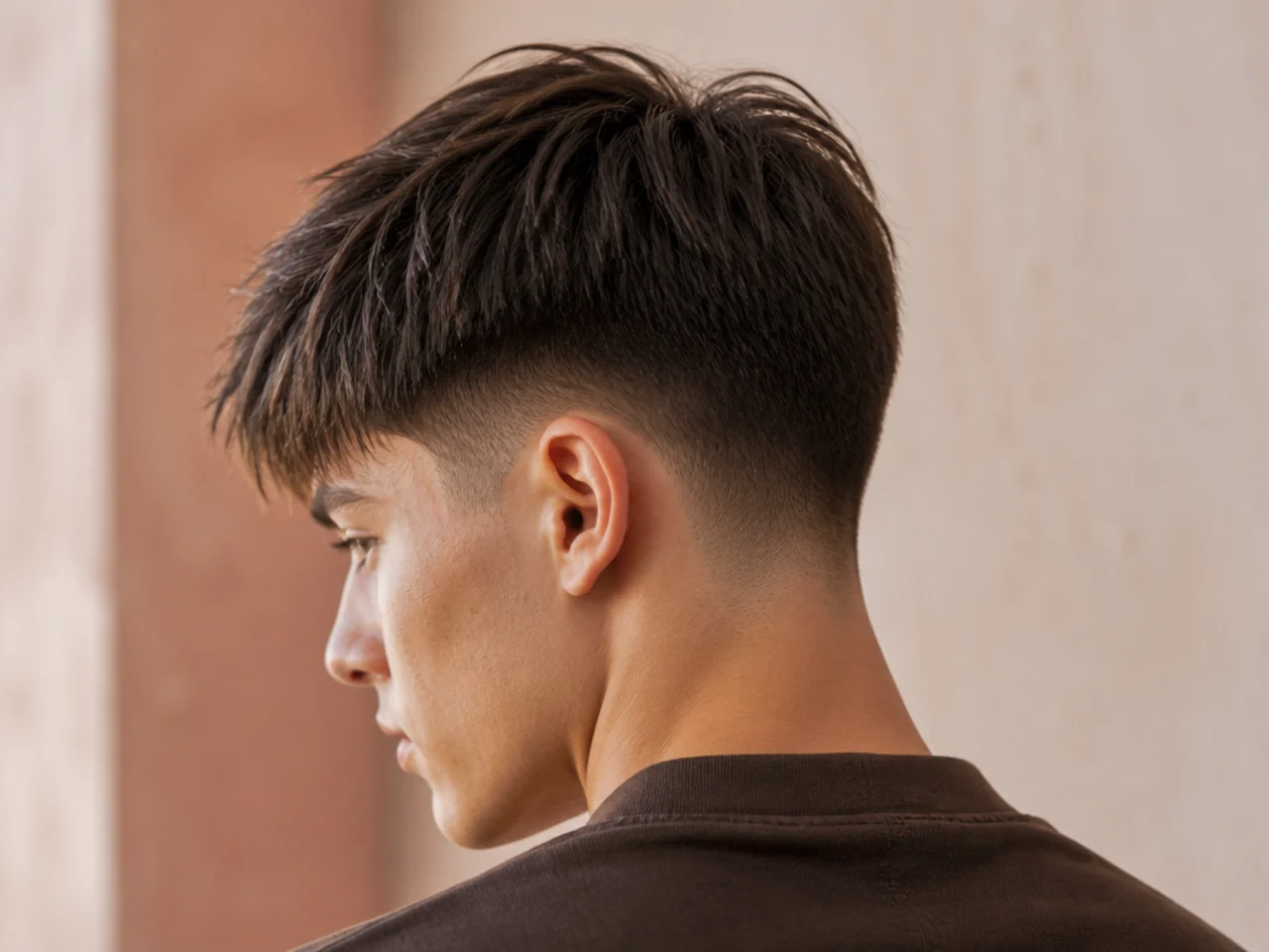 A blunt straight fringe on fine hair