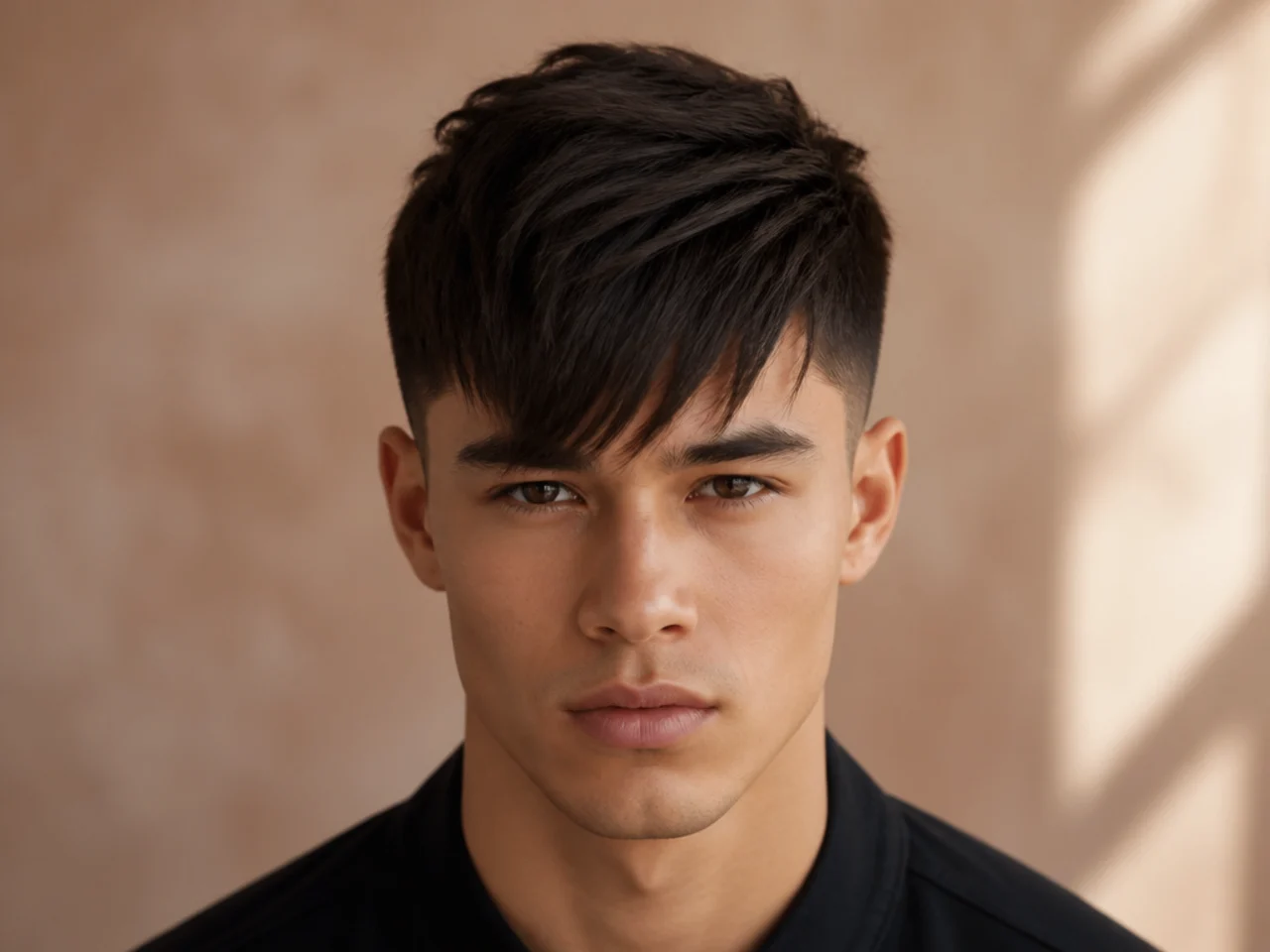 An asymmetric straight fringe cut on a diagonal