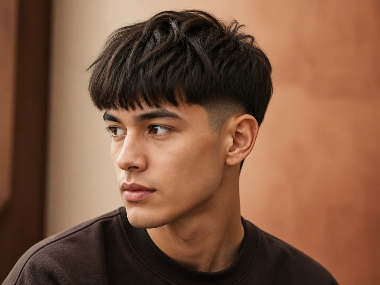 A straight fringe above a low taper