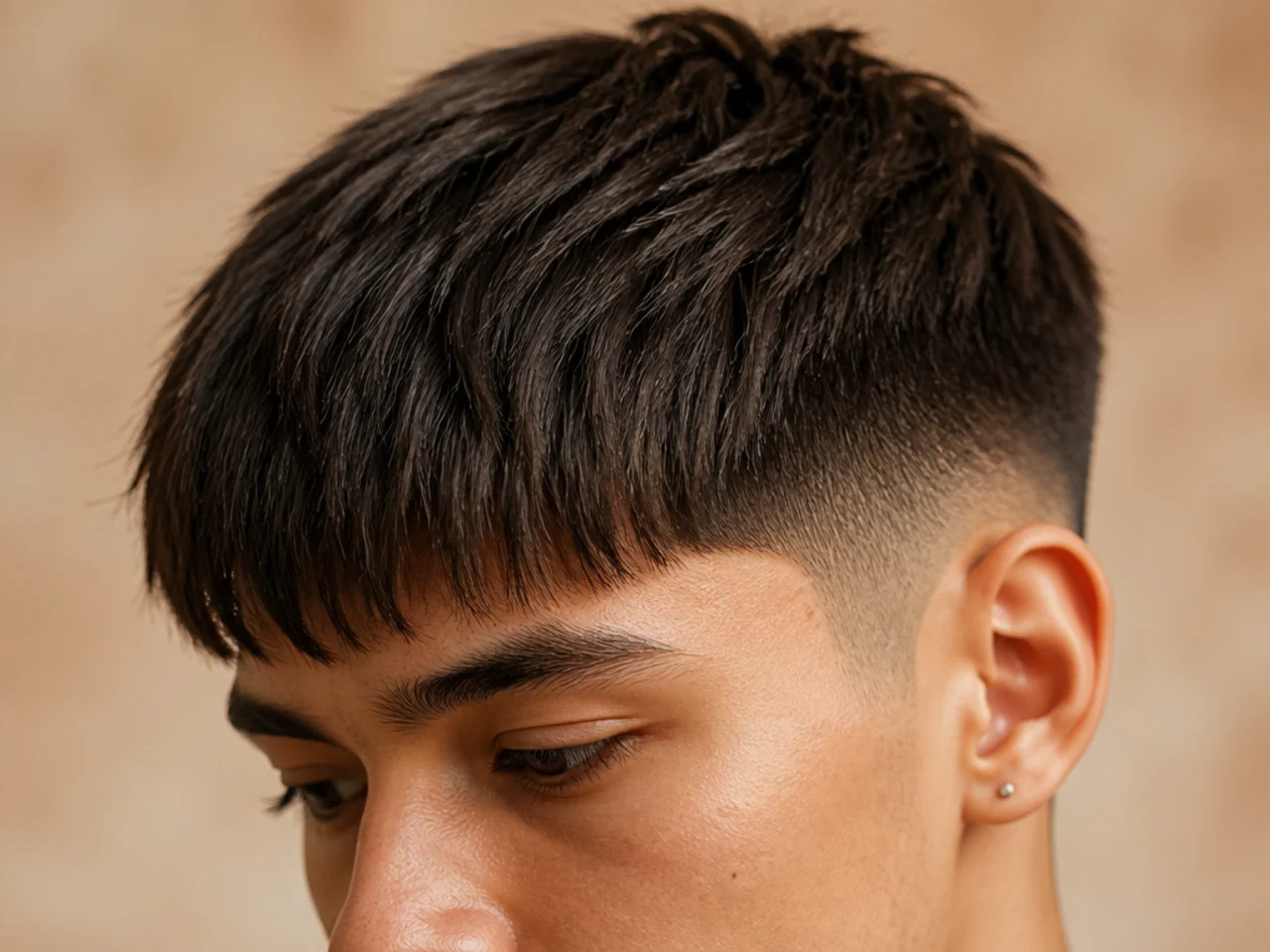 A straight fringe thinned from underneath