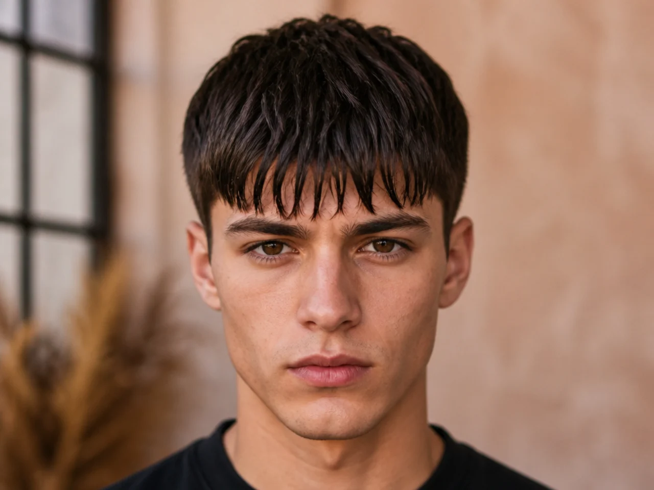A straight fringe separating into visible strands