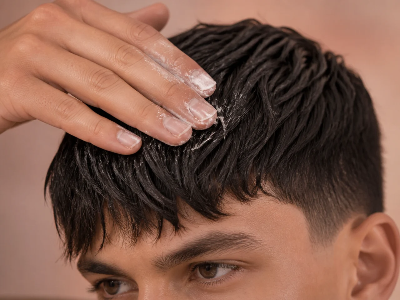 Matte clay being applied to a straight fringe
