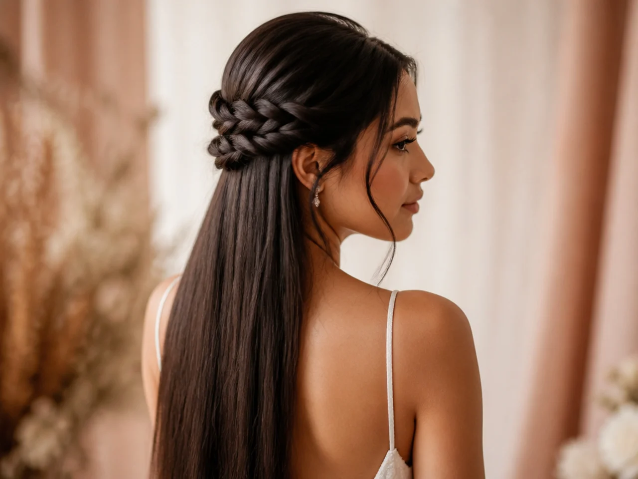 A half-up with a braided foundation