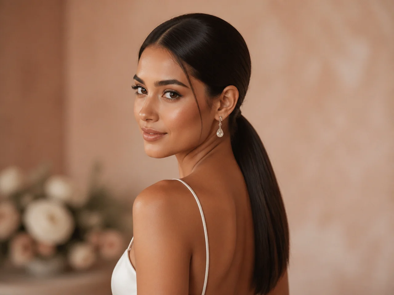 Three-quarter view of a structured wedding style