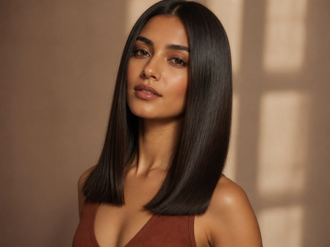 Straight hair with blunt ends