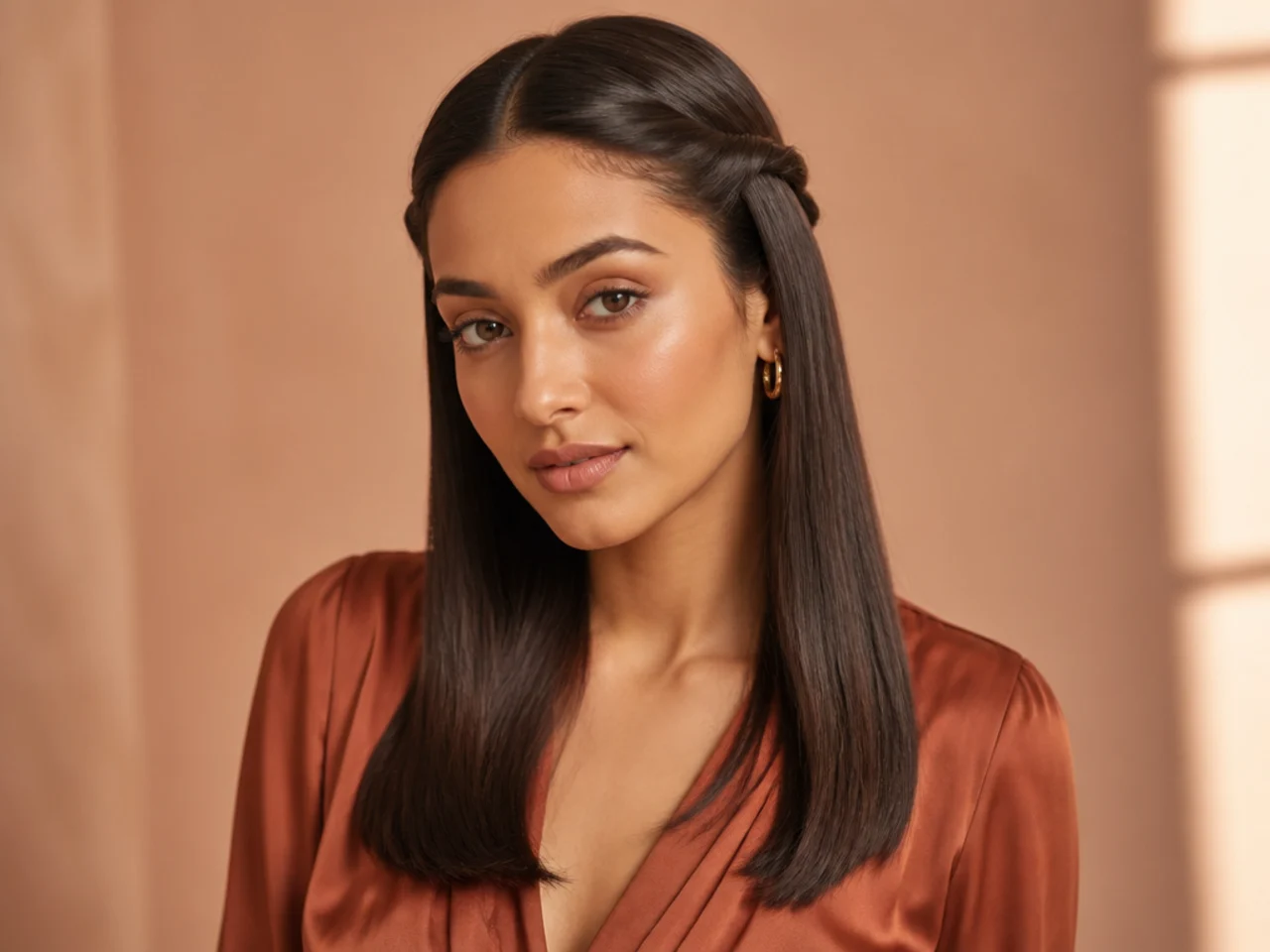 Straight hair with pinned sides