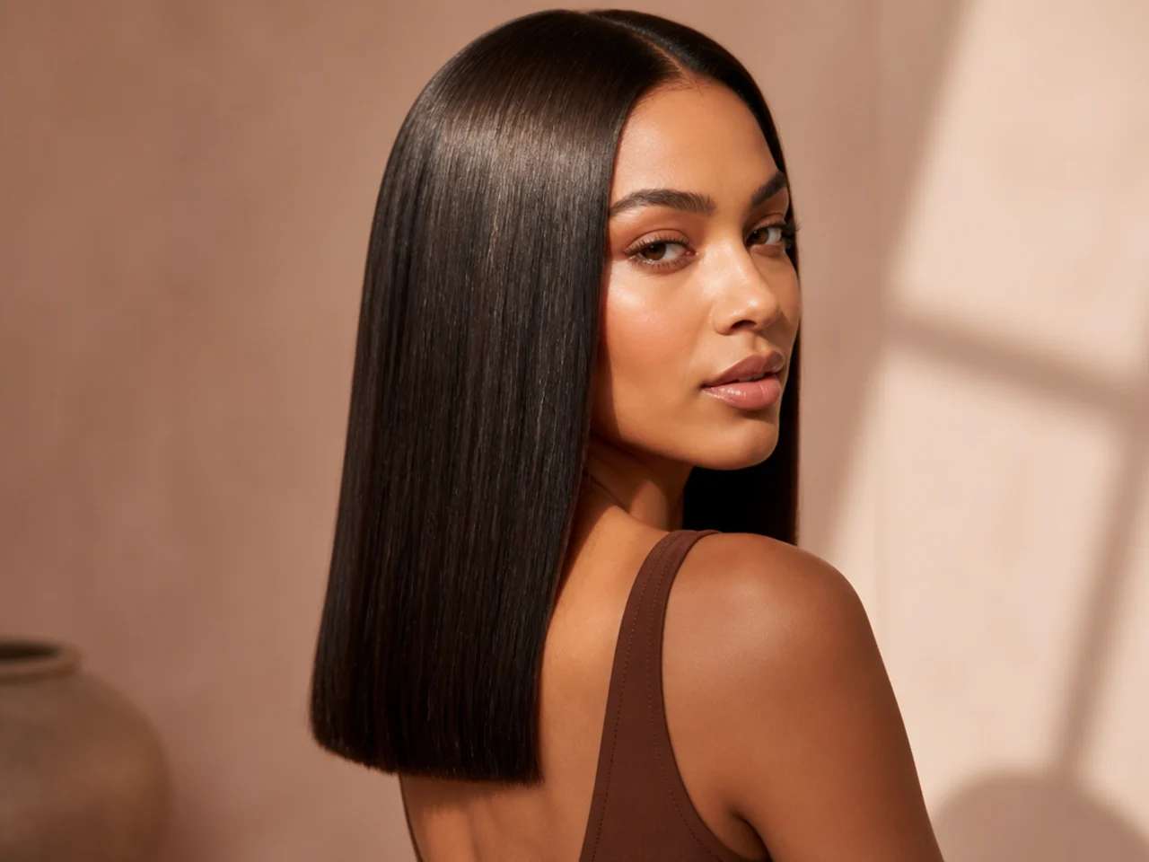 Blunt ends trimmed on pressed hair