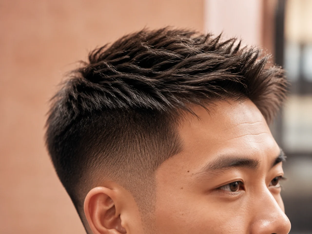 Lift built into the crown of a short straight haircut