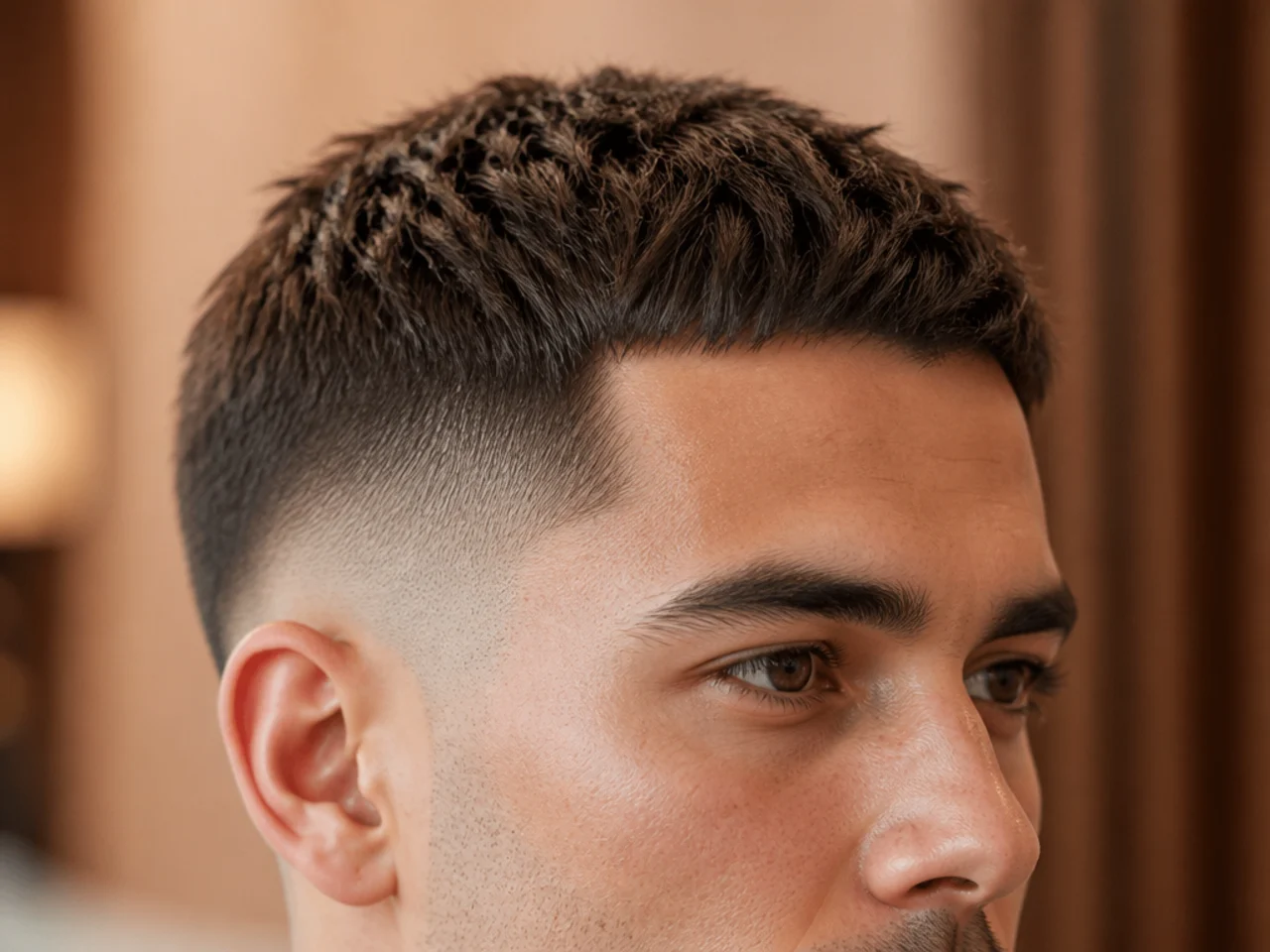 Straight hair at the length where it stops standing up